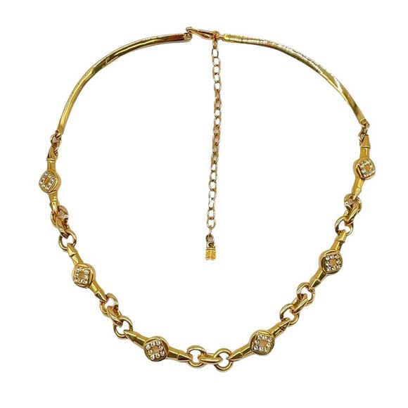 Givenchy Rhinestone x Metal Gold Necklace and Earrings - Picture 2 of 14